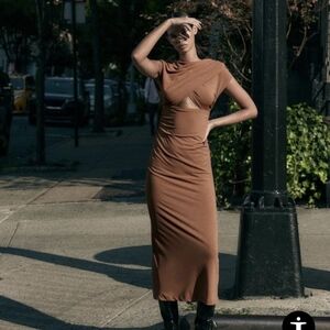 ZARA DRAPED CUT OUT DRESS SIZE XS